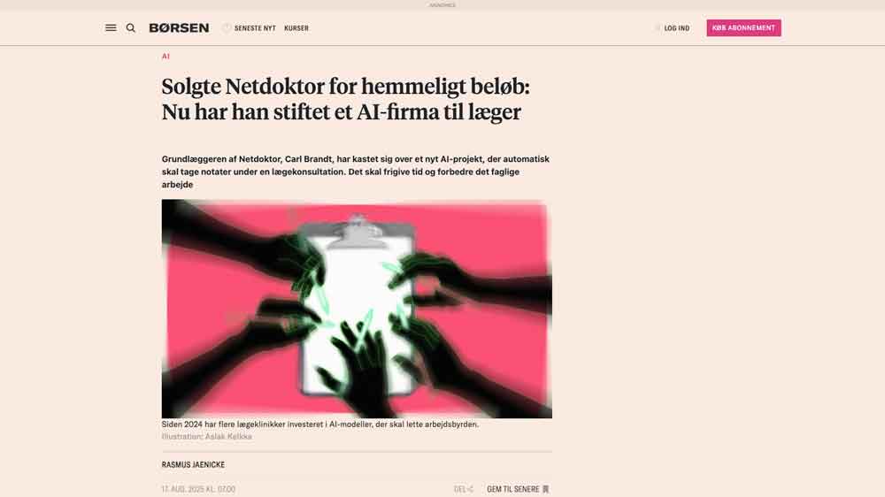Solgte Netdoktor for hemmelig sum: Nå har han stiftet et AI-firma for leger